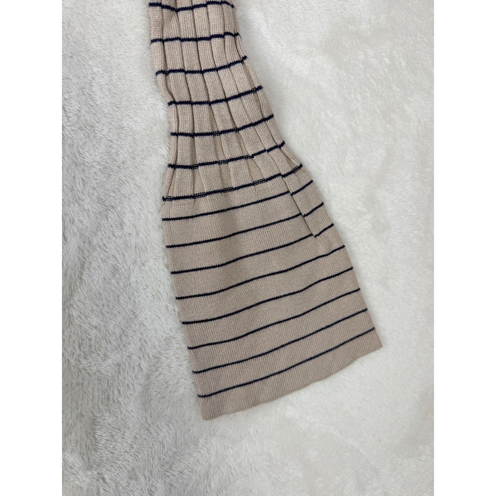 Bell Sleeve Collared Cardigan A New Day Womens S Beige Blue Stripe NWT Preppy - Picture 8 of 8